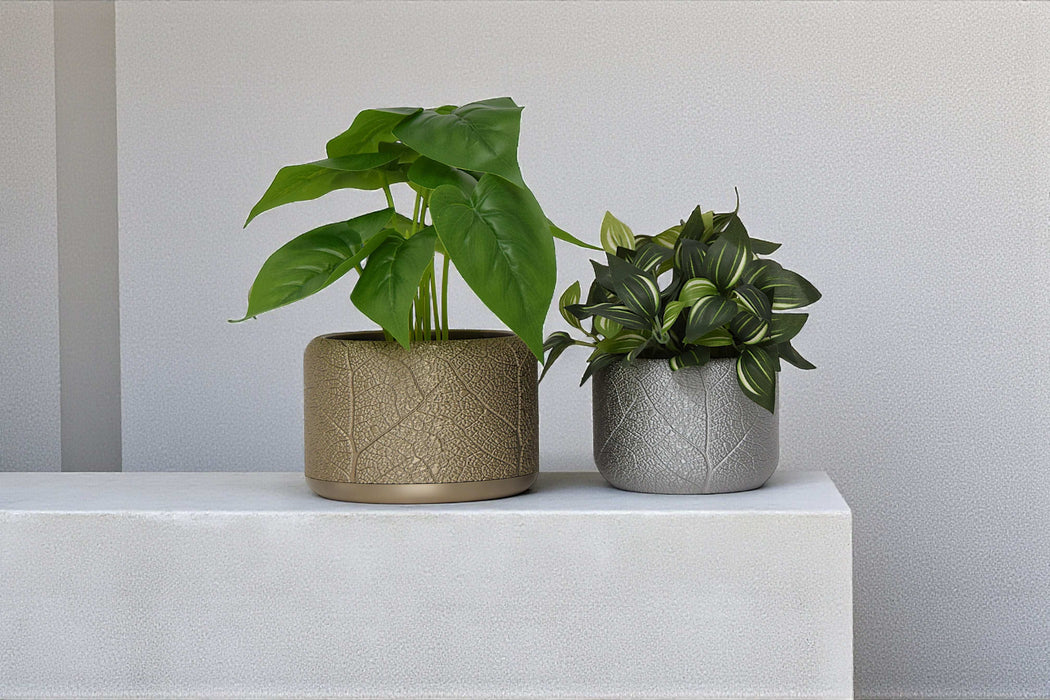 indoor plant pots modern Leaf Vein Planter Pot 4"|10cm +hole