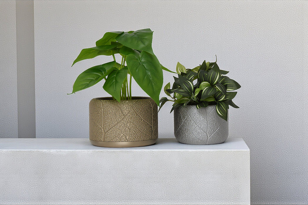 "Leaf Vein" Planter Pot with Drainage | Modern Textured Plant Pot | 3D Printed Succulent Pot Gift & Unique Home Decor