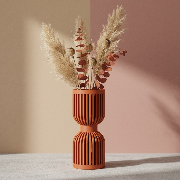 3D Printed Modern Vase “Lira” — Custom Multicolor Designer Vase, Architectural Fluted Sculptural Decor