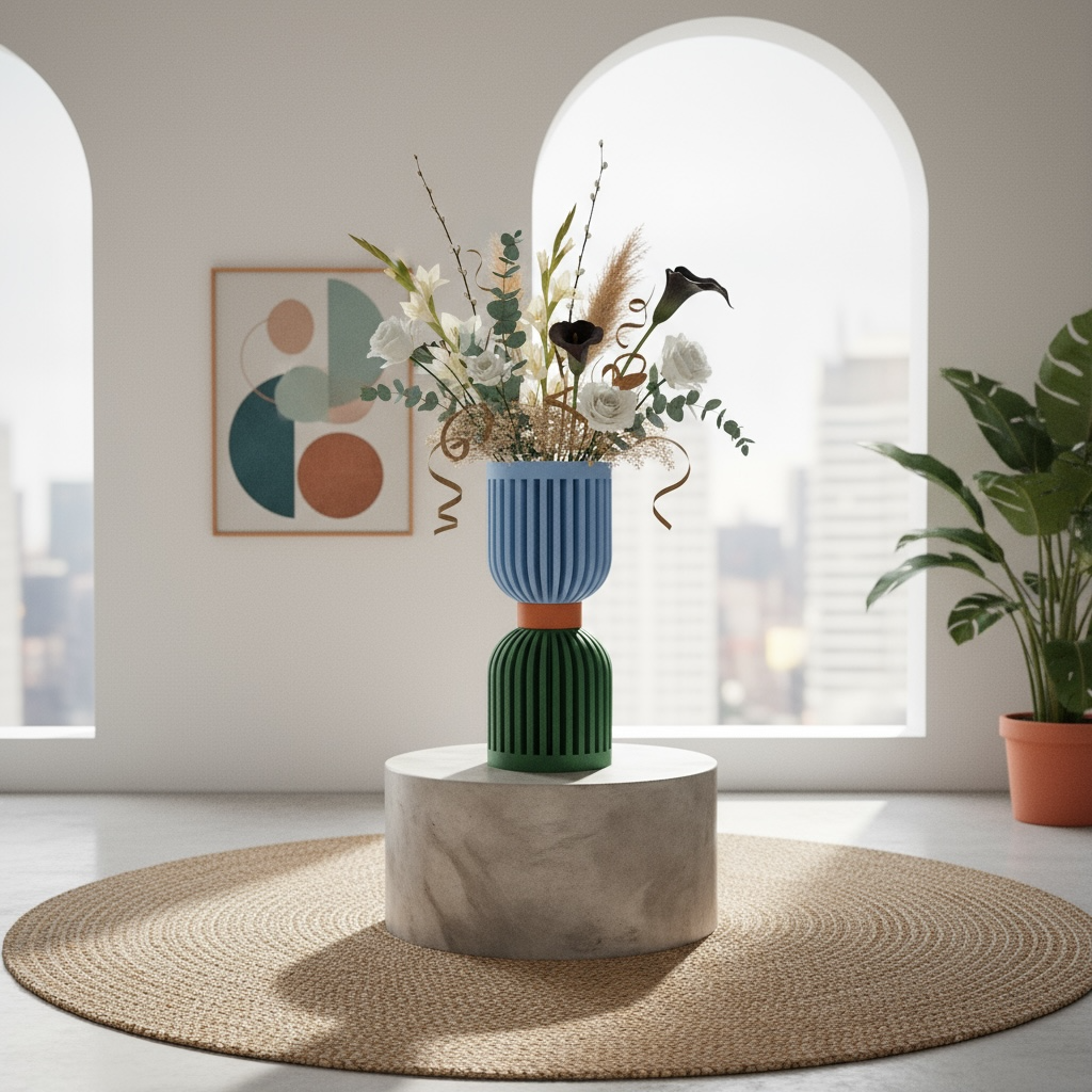 Lira ribbed vase for flowers, product view 4