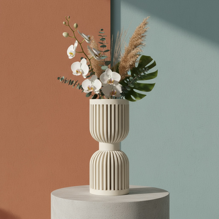 3D Printed Modern Vase “Lira” — Custom Multicolor Designer Vase, Architectural Fluted Sculptural Decor