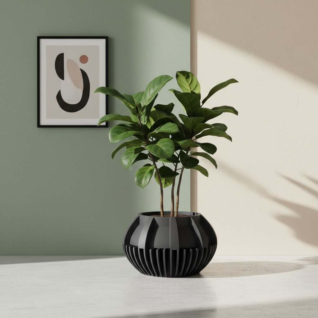 Loso ribbed indoor planter, product view 4