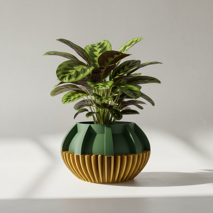 3D printed geometric planter, modern ribbed pot, architectural sculptural plant pot – “Loso”