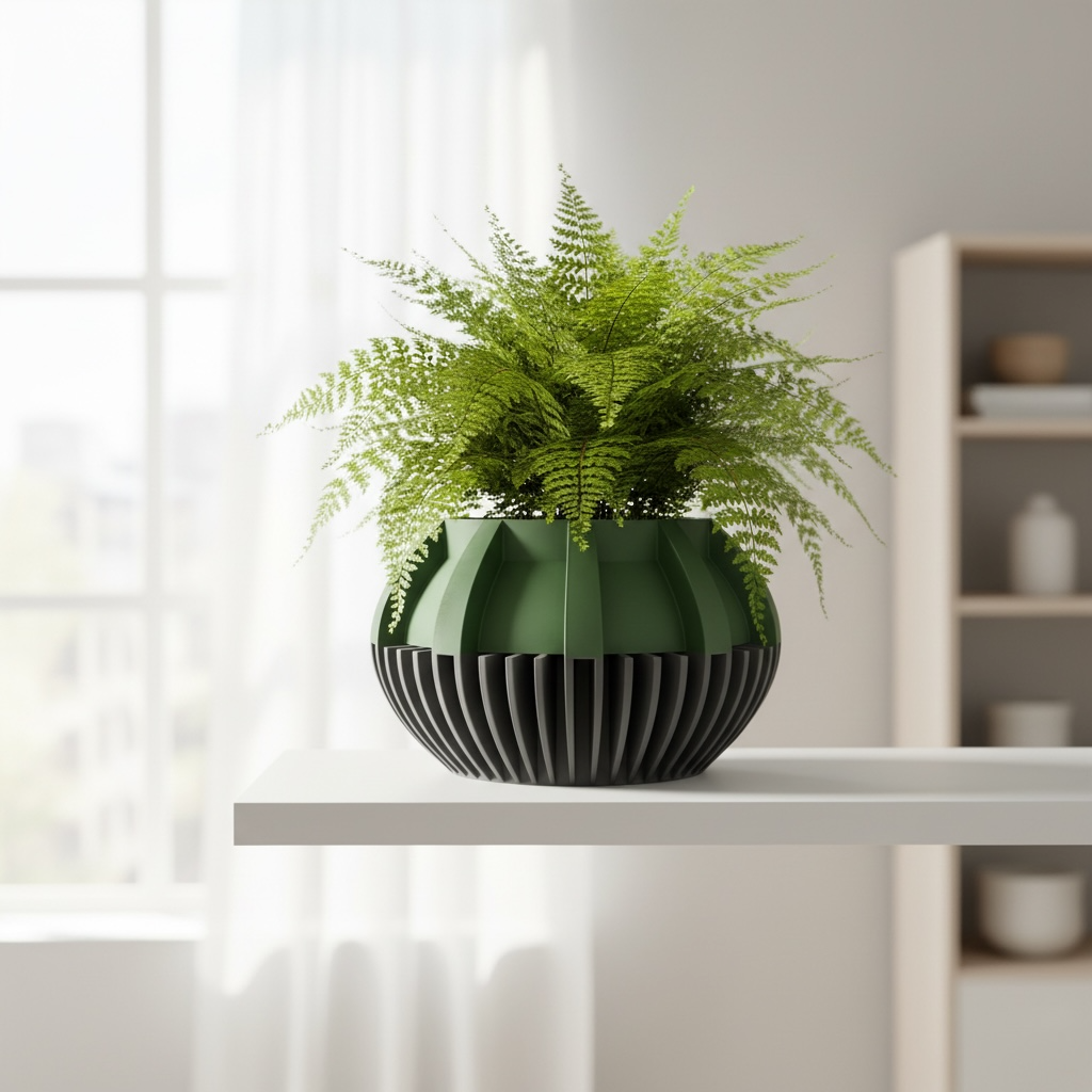 Loso ribbed indoor planter, product view 2