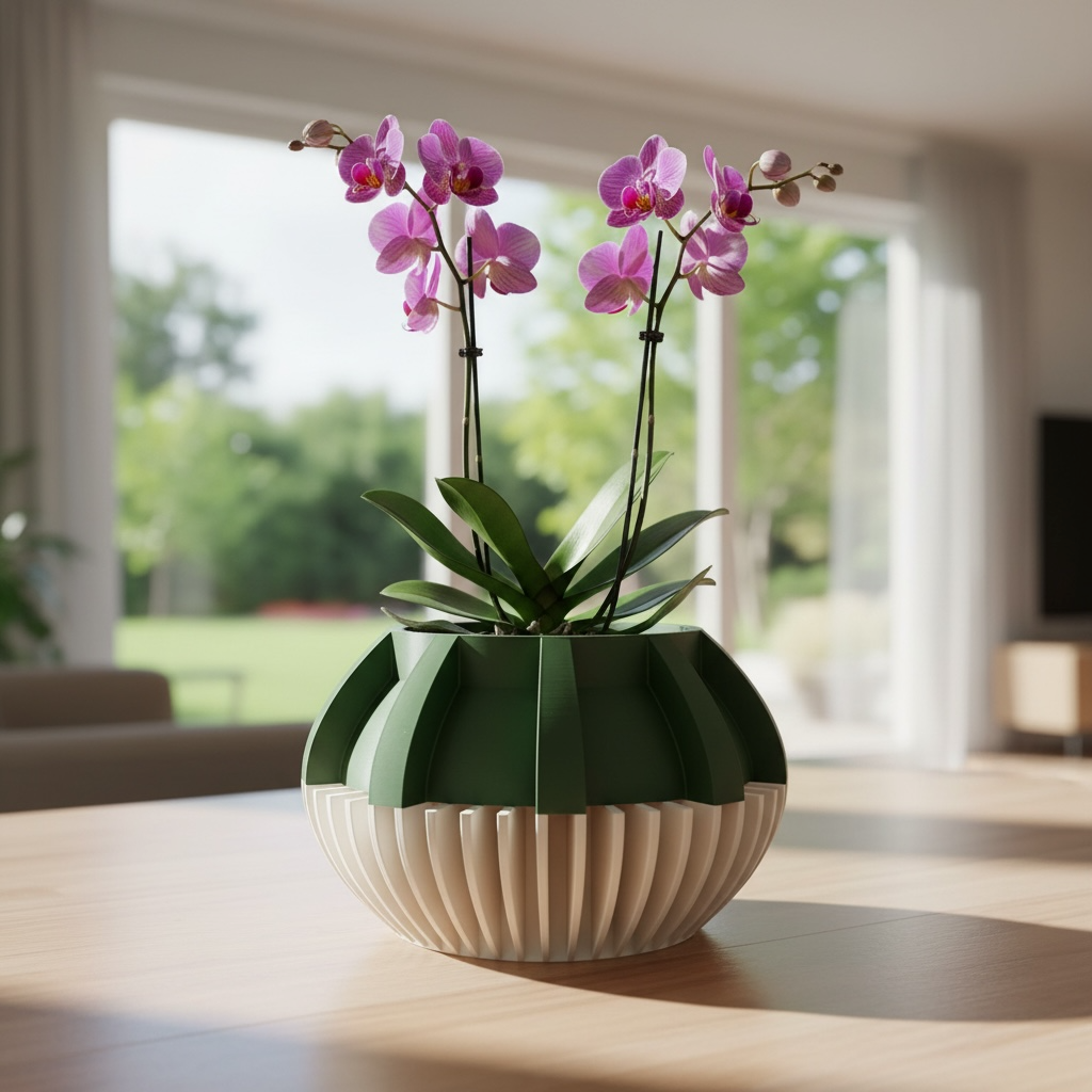 Loso ribbed indoor planter, product view 3