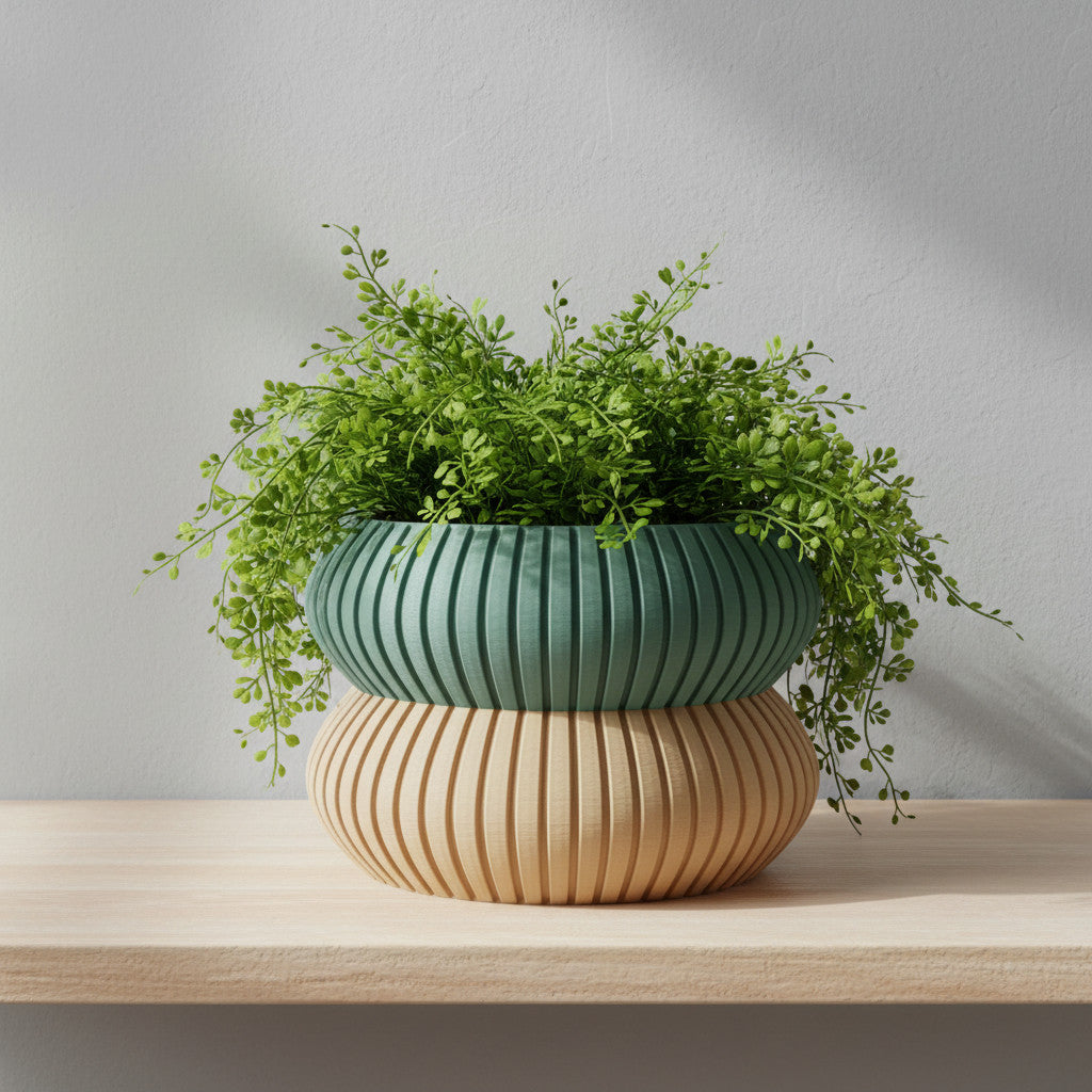 Milo ribbed indoor planter, product view 1