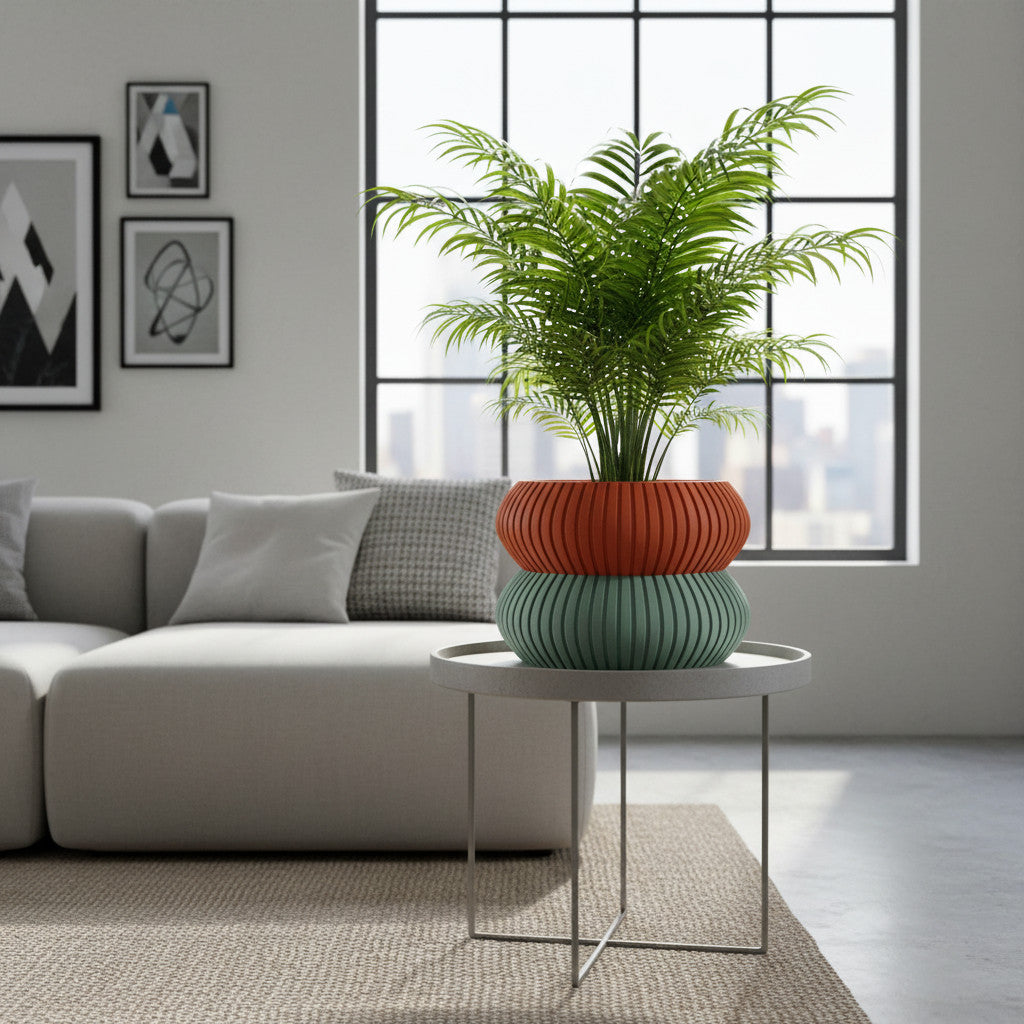 Milo ribbed indoor planter, product view 9