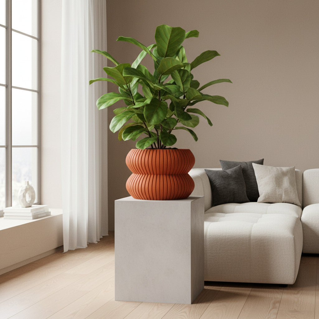 Milo ribbed indoor planter, product view 3