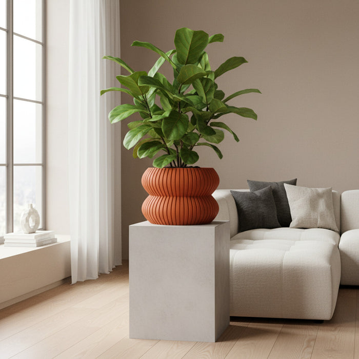 Planter Pot "Mi3D Printed Planter “Milo” | Ribbed Double-Form Plant Pot | Multicolor Contemporary Planter | Organic Curved Home Decorlo" eco-friendly, drainage |  color & size options