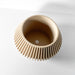 Overhead view of ribbed beige planter with drainage hole | modern tabletop flower pot for home and office