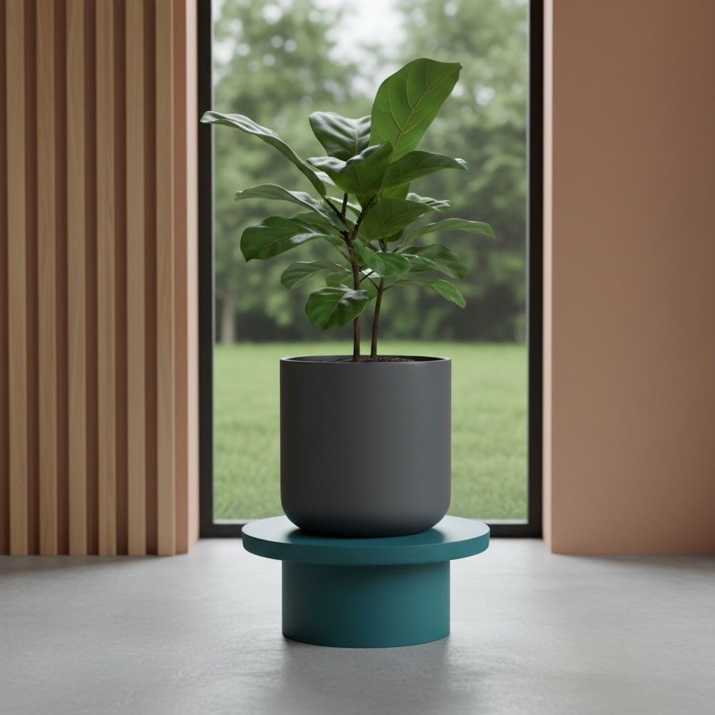 Neo Base minimalist sculptural stand for indoor planters, front view