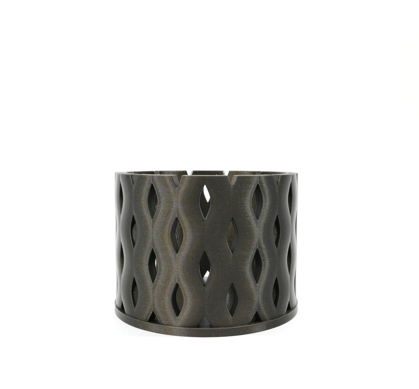 Neris orchid pot front view showing sculptural wave ribs and leaf-shaped ventilation openings