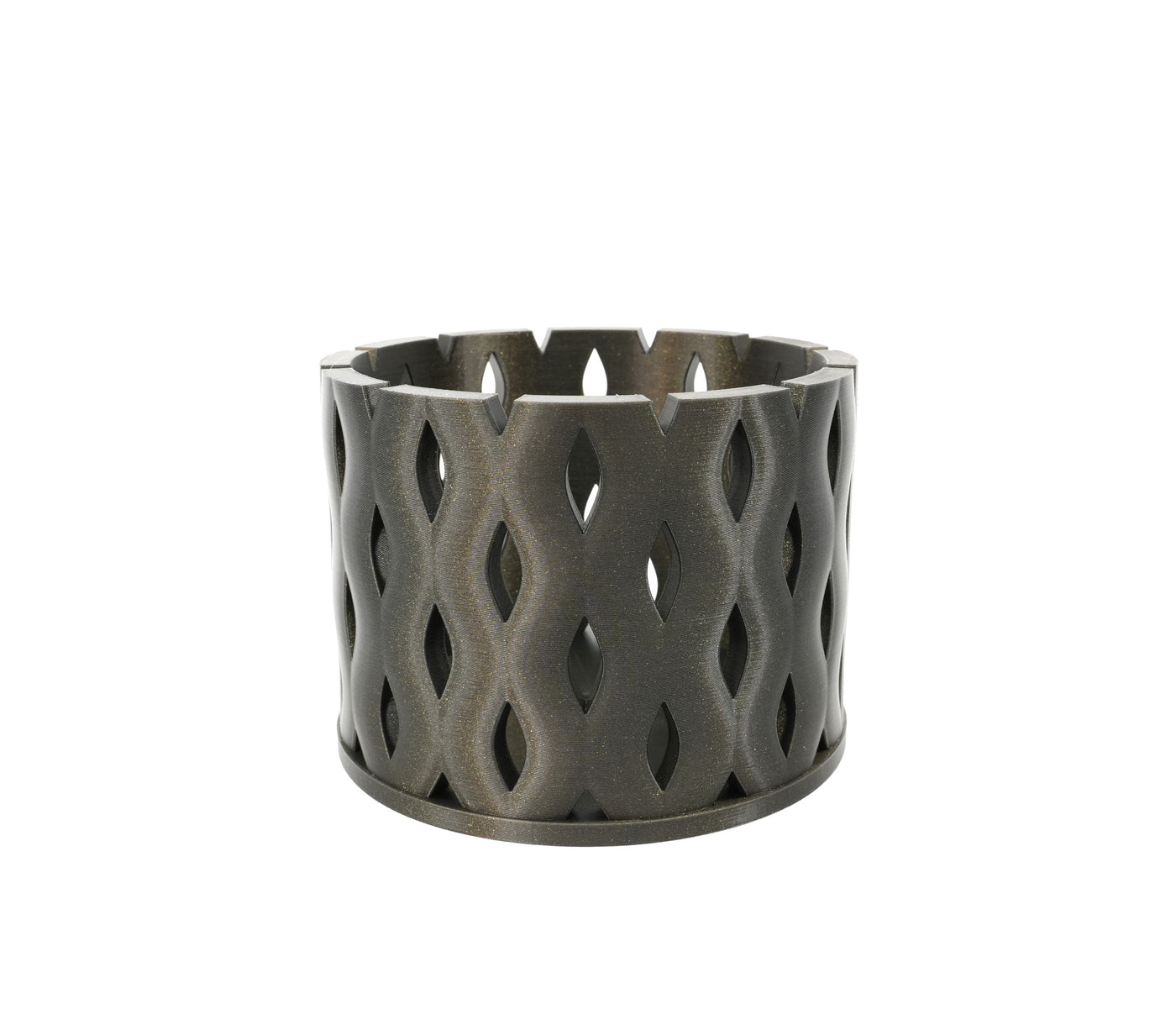 Neris ventilated orchid pot top angle showing open rim and airy leaf lattice design