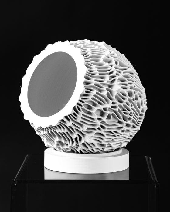 Side view of Nexis decorative planter with irregular raised cellular ribs