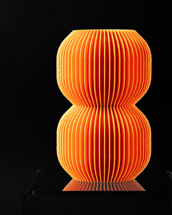 Nolla double-globe ribbed vase, front product view
