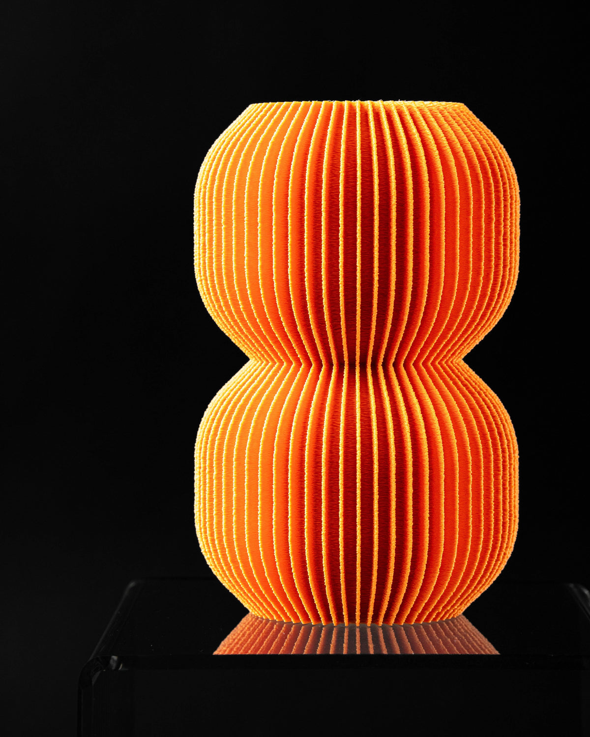 Nolla double-globe ribbed vase, front product view