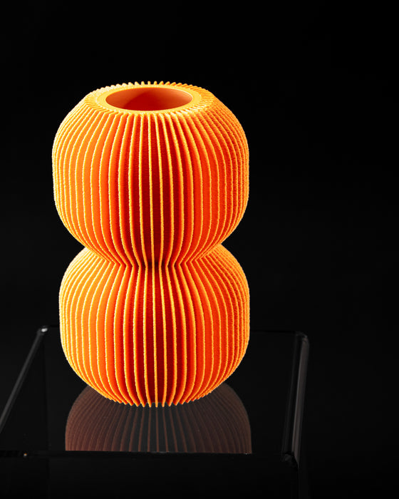 Nolla stacked ribbed vase, angled product view