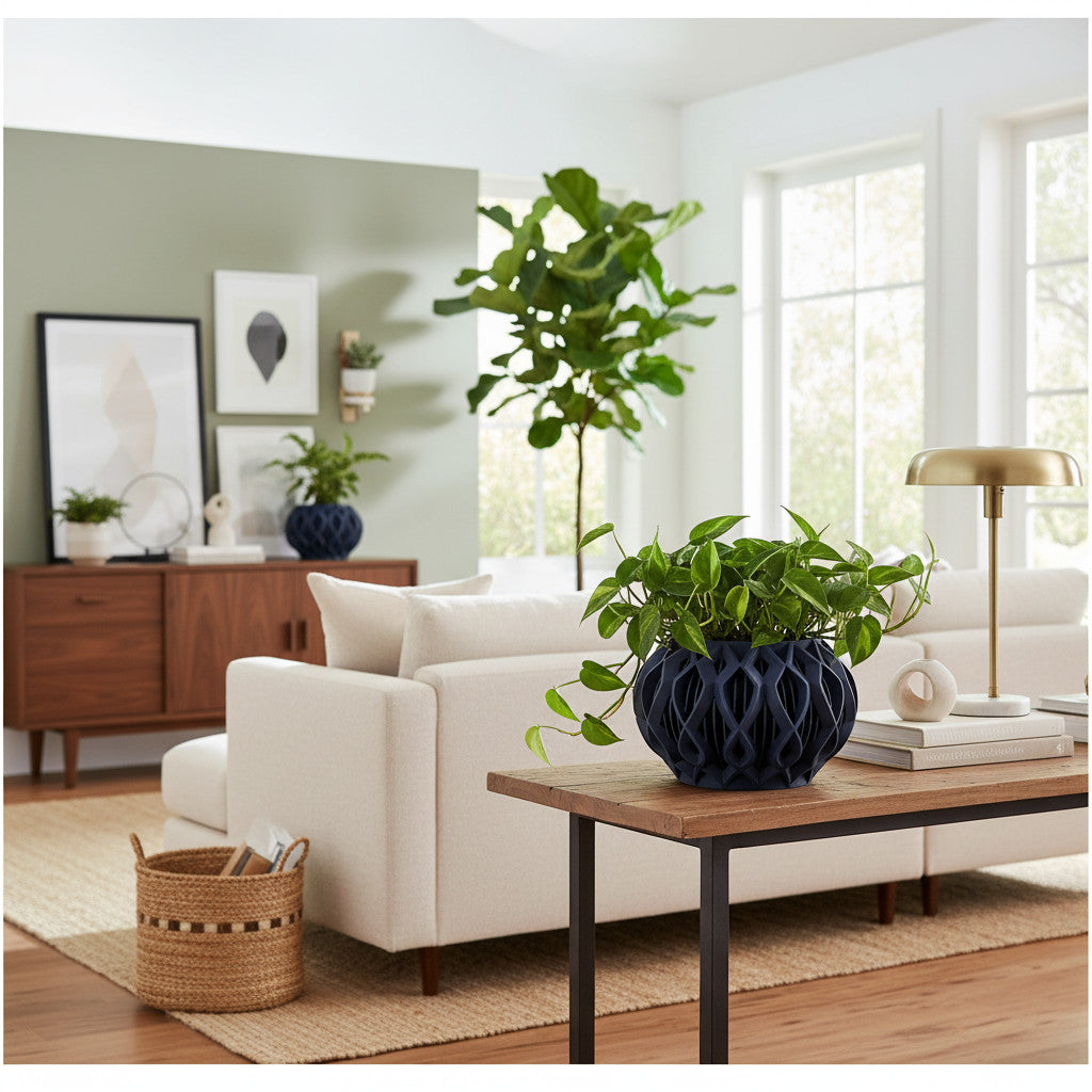 Octa woven texture indoor planter, product view 9