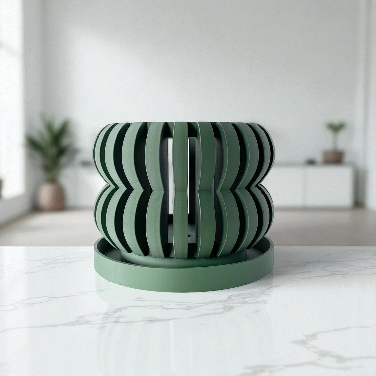 Oli curved openwork ventilated orchid pot, top opening view