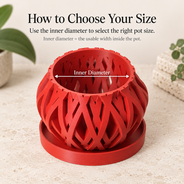 Ventilated Orchid Pot with Rounded Lattice and Optional Tray | Rimo — product image 3