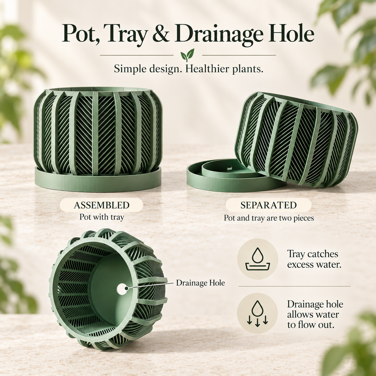 Ventilated Orchid Pot with Structured Lattice and Optional Tray | Rodex — product image 2
