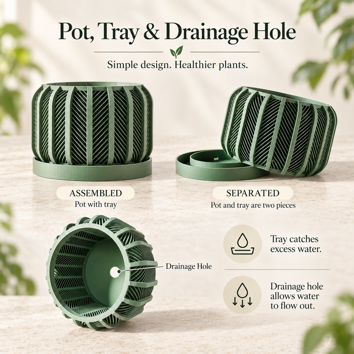 Ventilated Orchid Pot with Structured Lattice and Optional Tray | Rodex — product image 2