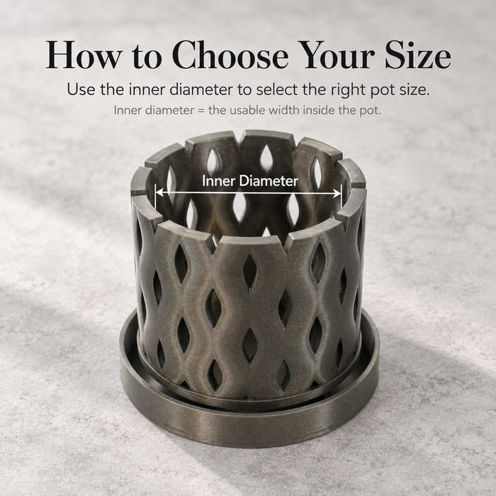 Ventilated Orchid Pot with Flowing Leaf Lattice and Optional Tray | Neris — product image 6