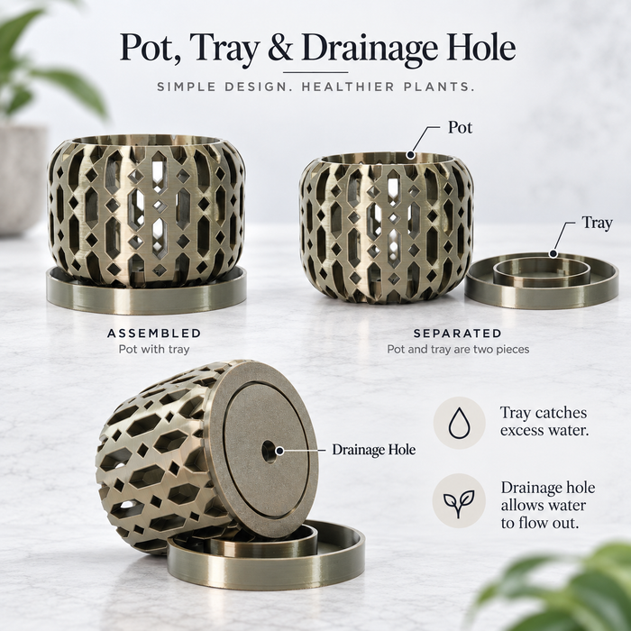 Ventilated Orchid Pot with Diamond Lattice and Optional Tray | Ritar — product image 3