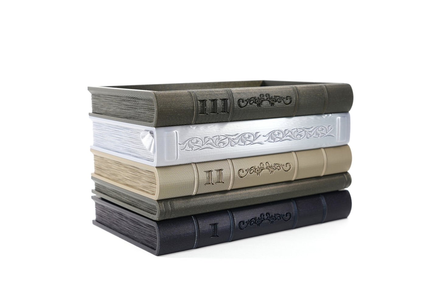 Orven 7 five-book planter with aligned hardcover design and decorative spine flourishes