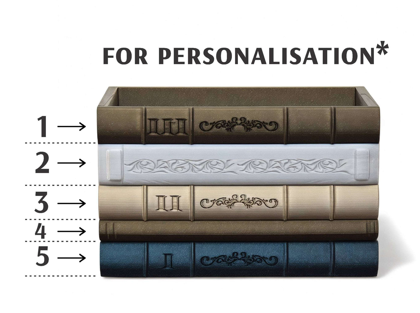 Personalization guide for selecting individual colors on the five-book wall planter "Orven"