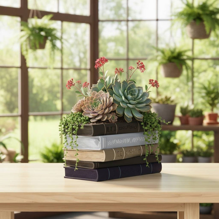 Book Planter Pot "Orven"  – Unique 3D Printed Planter Pot in the Shape of Classic Books