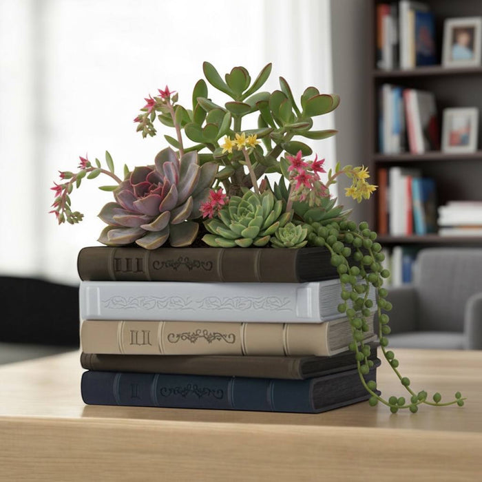 Book Planter Pot "Orven"  – Unique 3D Printed Planter Pot in the Shape of Classic Books