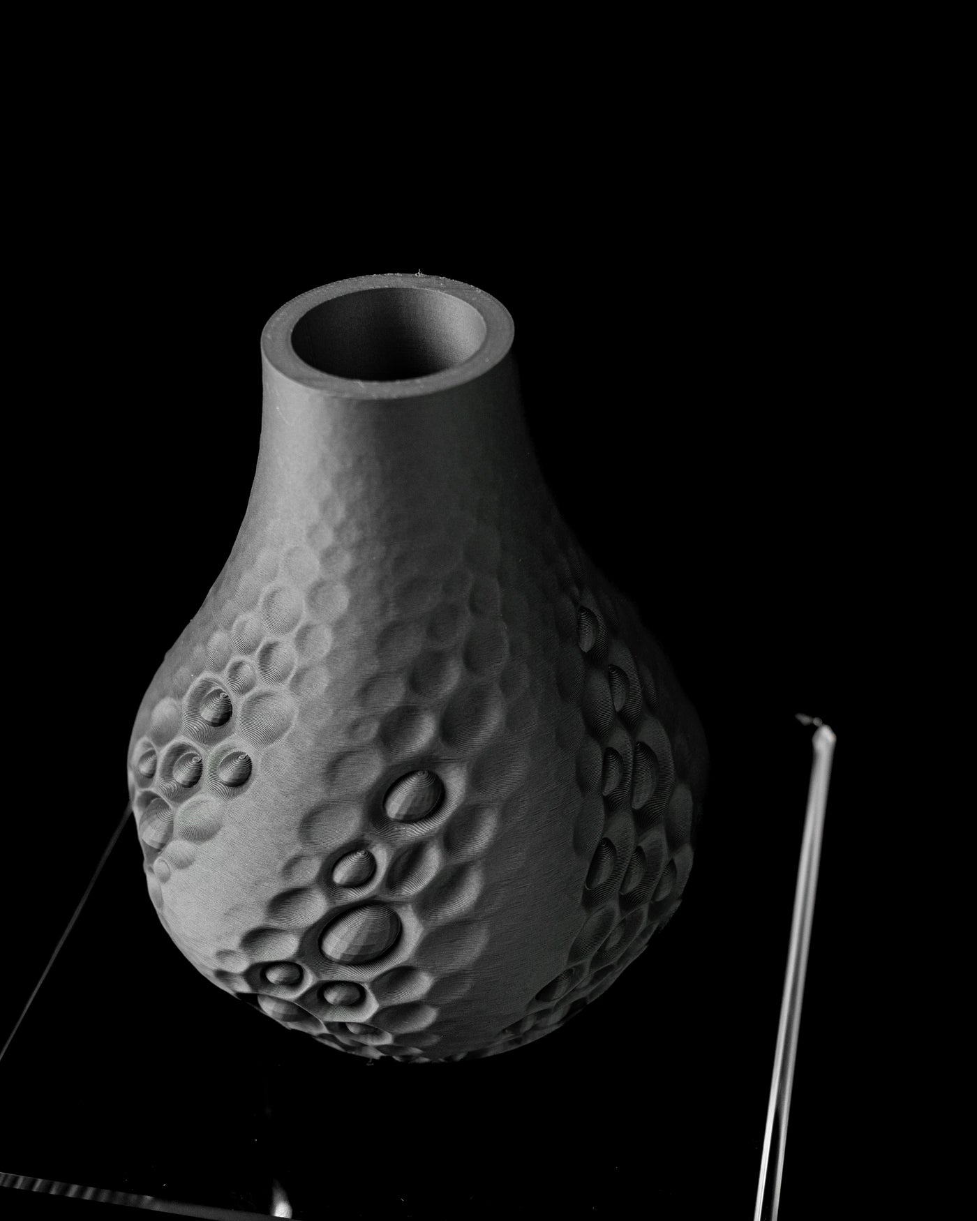 Pearl sculptural textured vase with organic bubble relief, front view