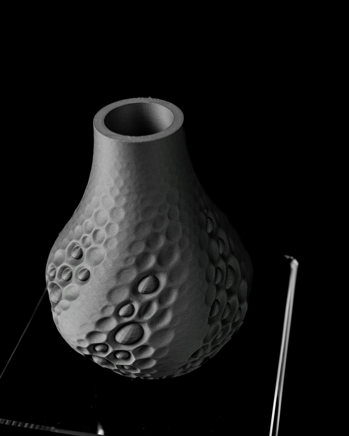 Pearl sculptural textured vase with ring-like relief, front view