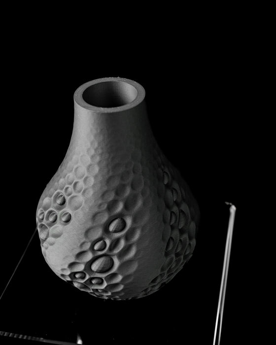 Pearl sculptural textured vase with organic bubble relief, front view
