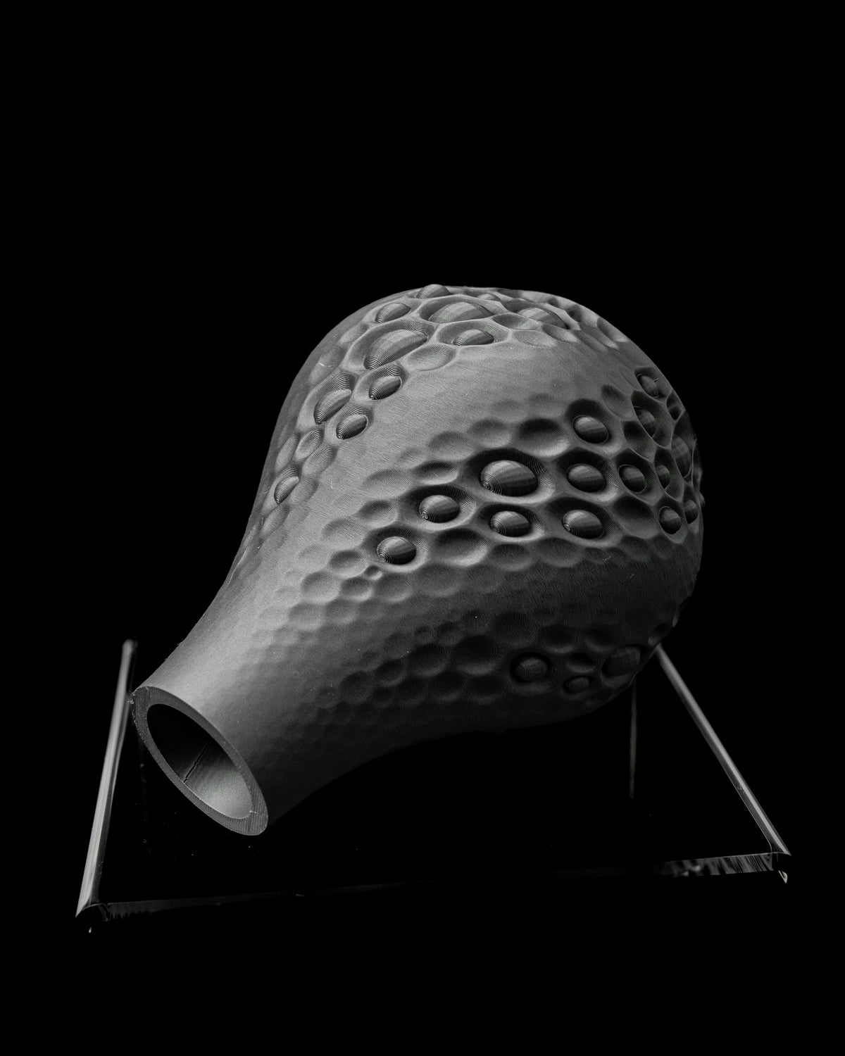 Pearl organic vase angled view showing narrow neck and rounded body