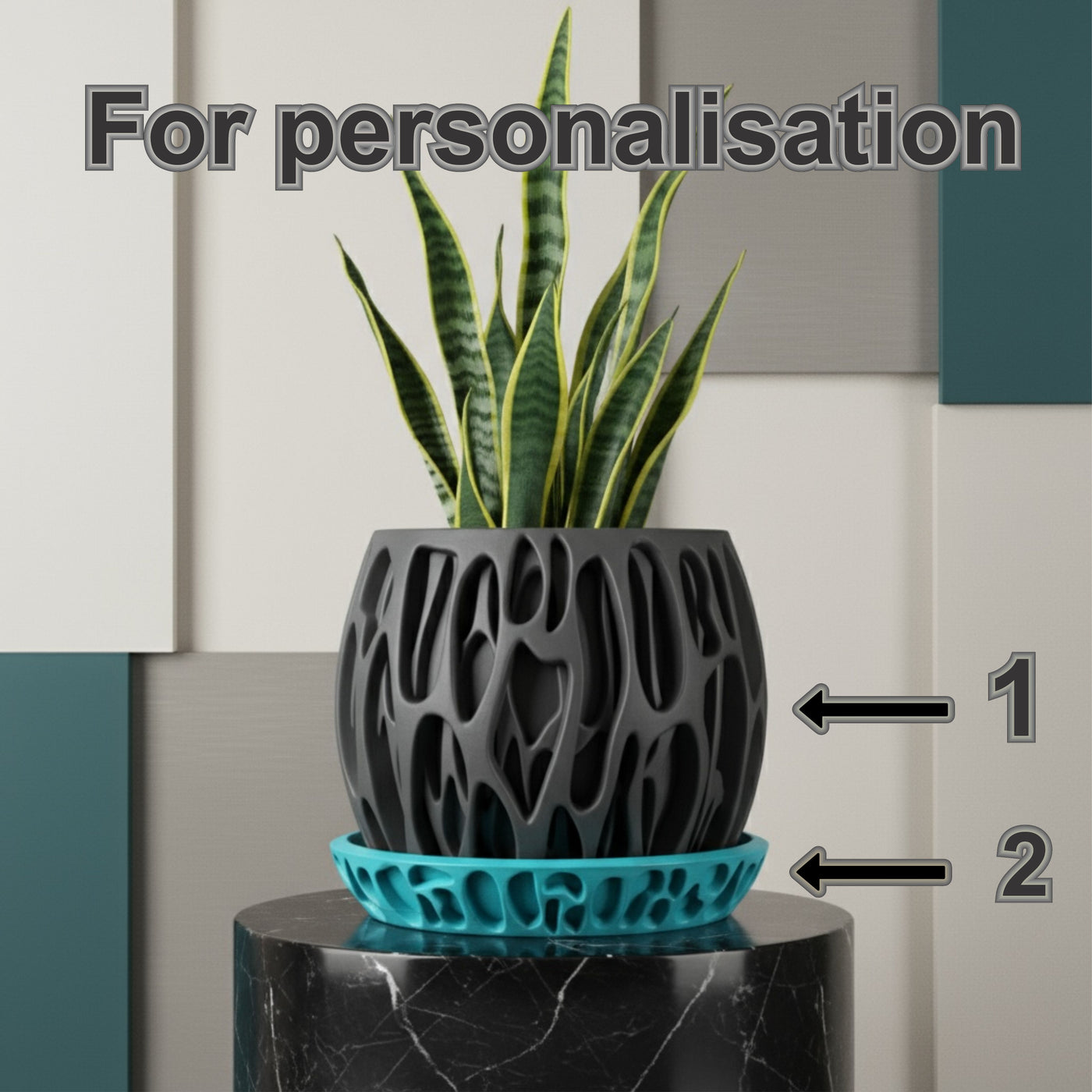 Slime woven texture indoor planter, product view 8