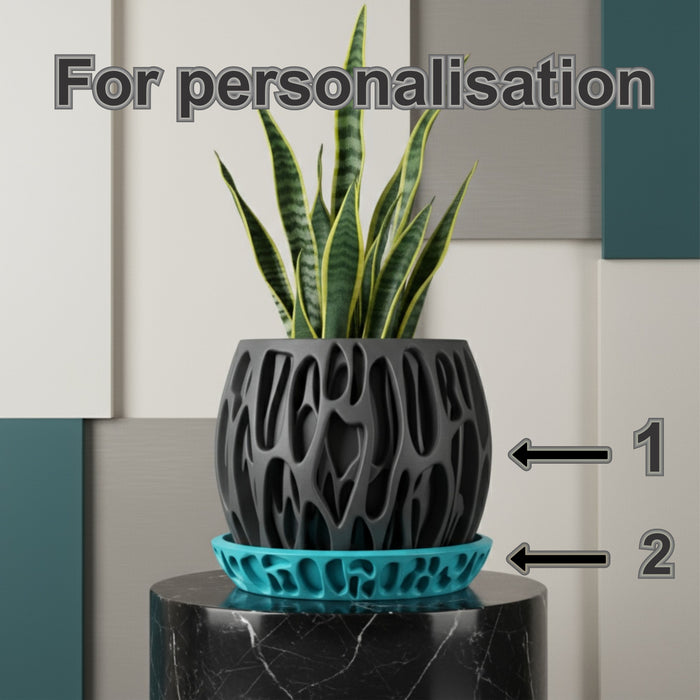 3D Printed “Slime” Planter – Organic Plant Pot with Saucer, Two-Tone or Single Color Design