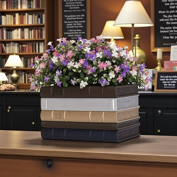 Book Stack Planter "Orven 2" | 3D Printed Planter with Optional Drainage, Customizable Book Colors, Literary Decor, Personalized Gift