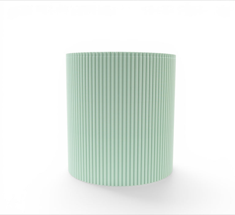 Tero 3D printed plant stand in light green with vertical ribbed texture