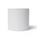 White cylindrical planter pot with vertical ribbed texture, shown from the front