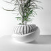 Modern planter pot with tilted oval shape and layered design, 3D printed pot for succulents, artistic decorative flower pot, stylish geometric tabletop plant pot