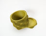Muxel planter pot with matching tray in Olive Green, shown from an angled side view