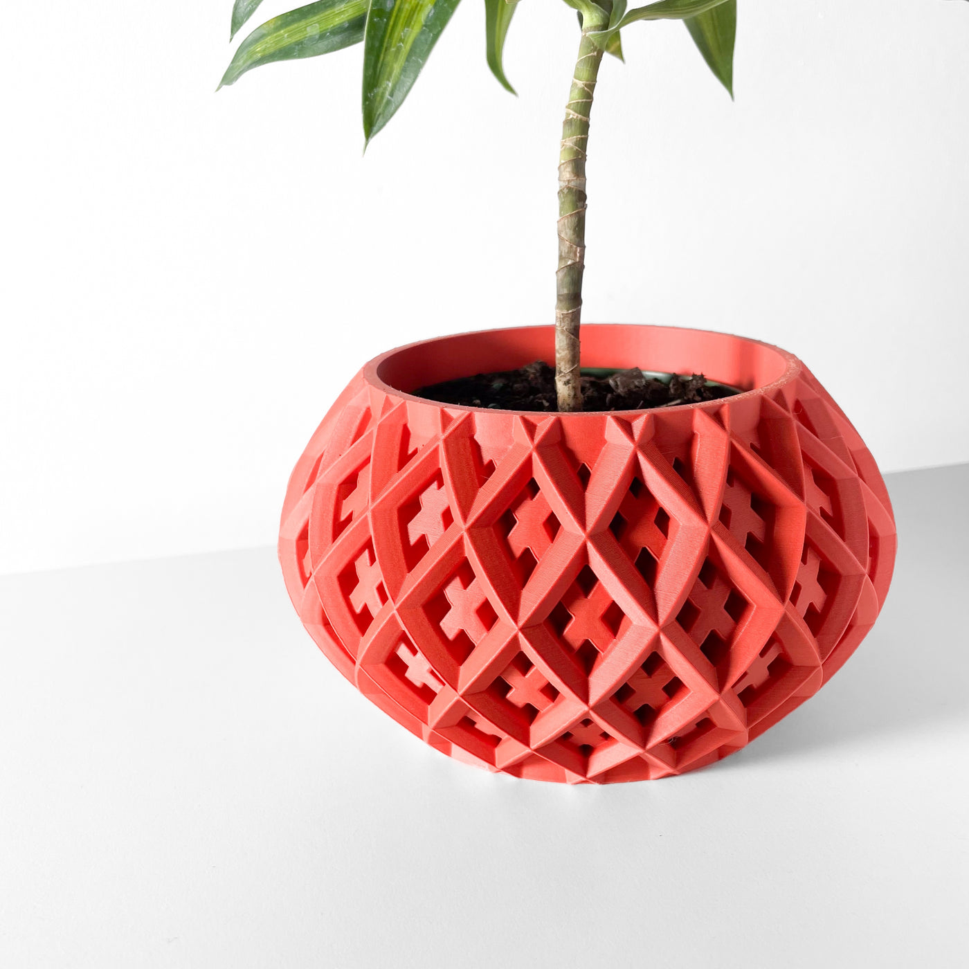 Rokio woven texture indoor planter, product view 3