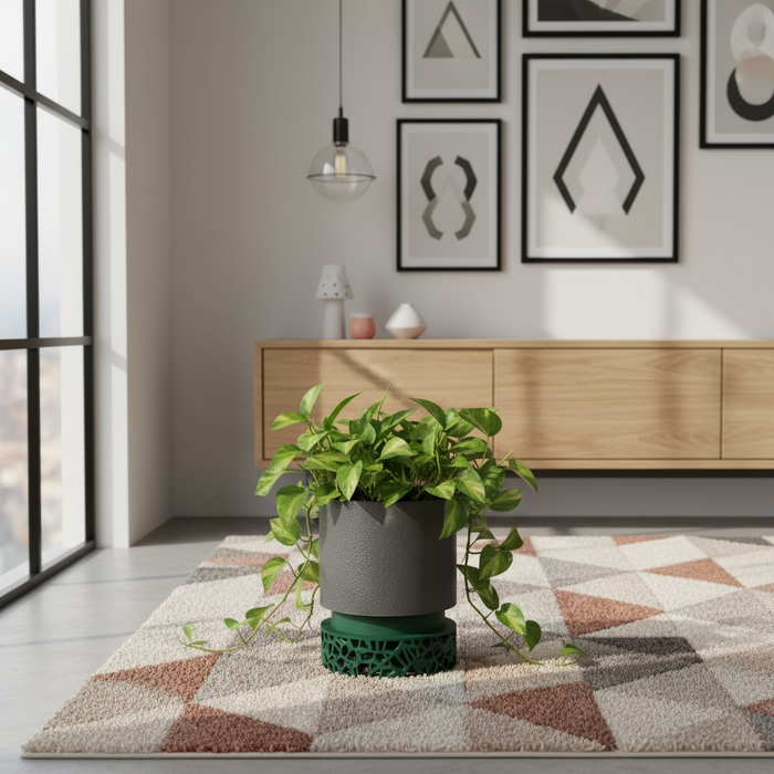 Custom 3D Printed Planter “Vori 2” – Cylinder Plant Pot with Geometric Base, Multicolor Option