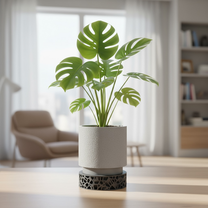 Custom 3D Printed Planter “Vori 2” – Cylinder Plant Pot with Geometric Base, Multicolor Option