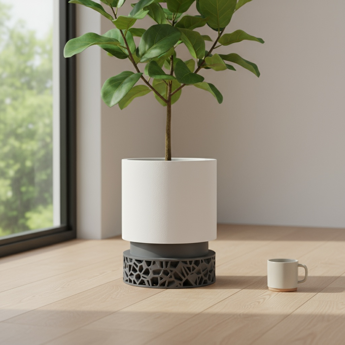 Custom 3D Printed Planter “Vori 2” – Cylinder Plant Pot with Geometric Base, Multicolor Option