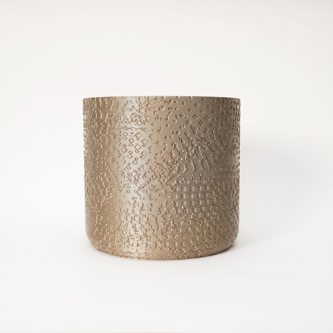 Aureo a hammered surface with a softly rounded indoor profile indoor planter, side view