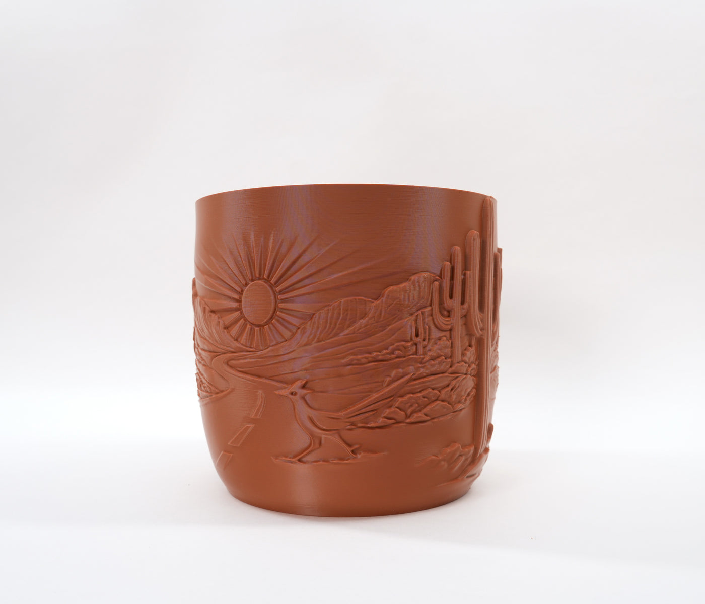 Desert Sunrise a wraparound desert relief designed for succulents and compact houseplants indoor planter, side view