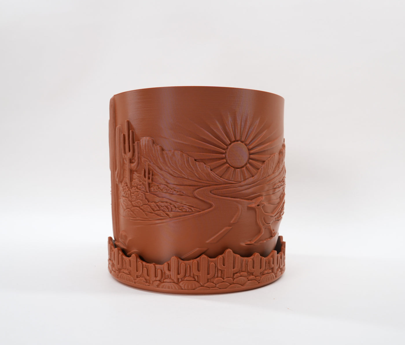 Desert Sunrise a wraparound desert relief designed for succulents and compact houseplants indoor planter, base detail